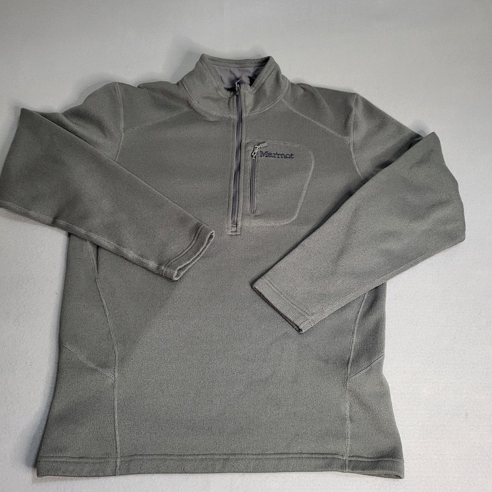 Marmot Drop Line 1/2 Zip Gray Pullover Knit Sweater Size XL Zippered Pocket
